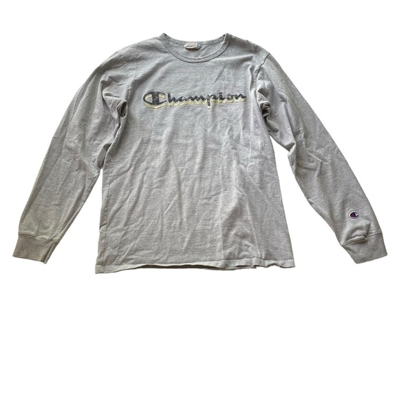 CHAMPION Vintage Streetwear Long Sleeve Tee Shirt Gray Size Medium Camouflage - Picture 2 of 7